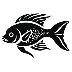 fish silhouette icon simple vector black and white wh