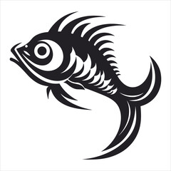 fish silhouette icon simple vector black and white wh
