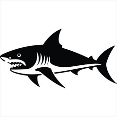 fish silhouette icon simple vector black and white wh