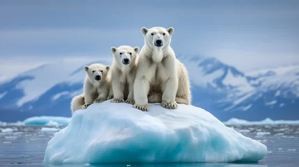 Keuken spatwand met foto Polar bears on an iceberg. © Muhammad