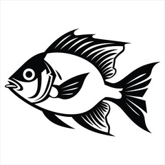 fish silhouette icon simple vector black and white wh