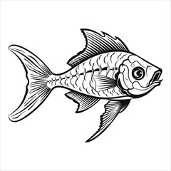 fish silhouette icon simple vector black and white wh