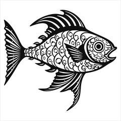 fish silhouette icon simple vector black and white wh