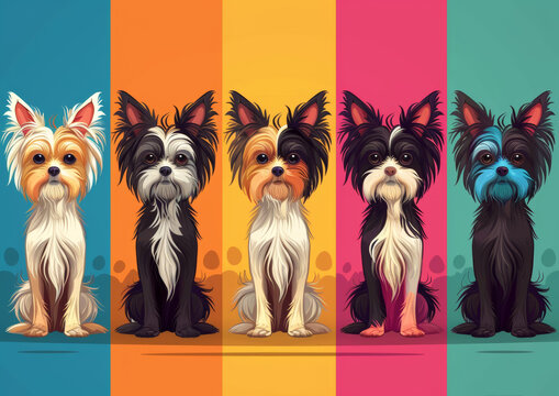 Terrier Dogs on Duo-Tone Backgrounds.
A series of terrier dogs depicted on duo-tone colour backgrounds.
