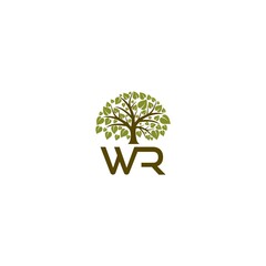  Letter WR logo isolated on white background