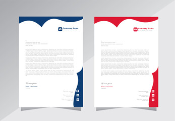 Letterhead design template blue and red color. official minimal creative abstract professional newsletter corporate modern business proposal letter head design set with red and blue color.