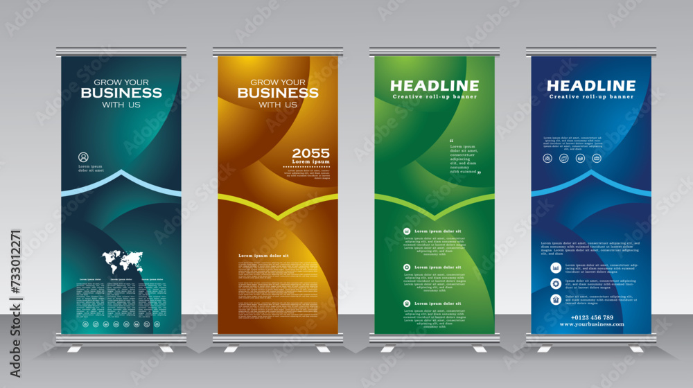 Canvas Prints roll up banner stand template design, vertical banner, pull up and standees banner, abstract roll up