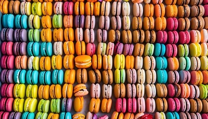 a lot of colorful macaroons lined up