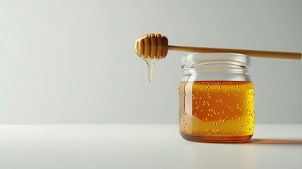 honey jar on white background - obrazy, fototapety, plakaty