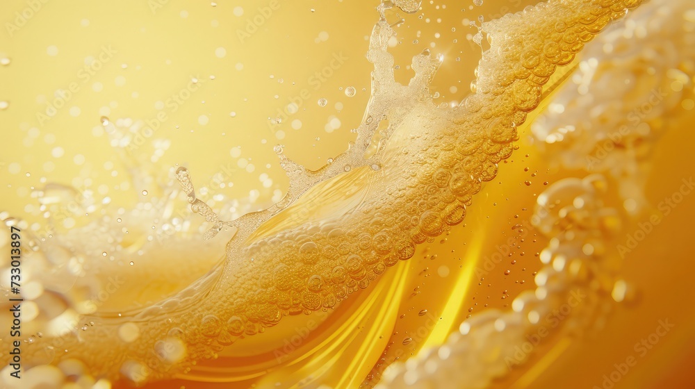 Aufkleber pouring beer with bubble froth in glass for background on front view wave curve shape texture foam ,