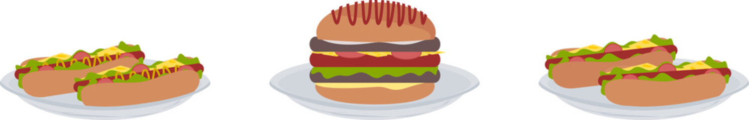 PBG icon set of burger and hotdogs