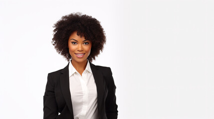 Fototapeta na wymiar Portrait of a young african american businesswoman on white background