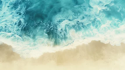 Gordijnen Soft blue ocean wave on clean sandy beach © buraratn