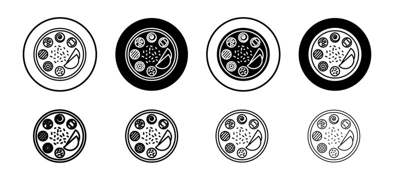 Indian thali  vector icon set collection. Indian thali  Outline flat Icon.