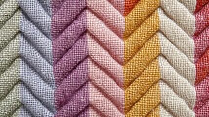 Herringbone Pattern in Sorbet Spring Colors on Woven Fabric