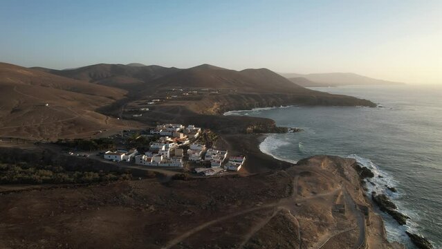 Fuerteventura, Canary islands. Coastline and beach in a tourist town.
