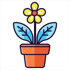 Flower Pot flat icon outline in the style of simple vector