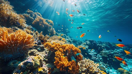 Exotic marine life in a tropical ocean habitat.