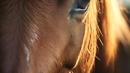 A close-up of a horse's expressive ears - obrazy, fototapety, plakaty