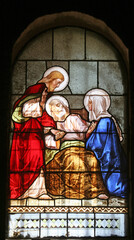 Death of Saint Joseph, stained glass window in the church of Saint Joseph in Nazareth