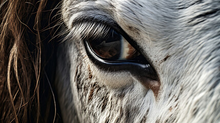 A close-up of a horse's eye