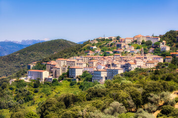 Fototapeta na wymiar View of the Beautiful City of Sartene on Corsica, France
