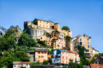 Fototapeta na wymiar The Corte Citadel in Corte on Corsica, France
