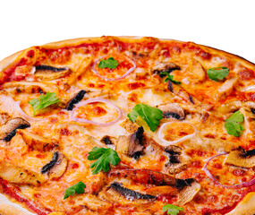 Fresh Barbecue Chicken Pizza with Vegetables and Cheese