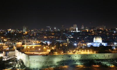 Panorama of Jerusalem from the Mount of Olives to the old city, Israel - 733018252
