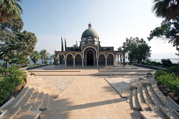 Church of the Beatitudes, the traditional place where Jesus gave the Sermon on the Mount, Galilee, Israel - 733018434