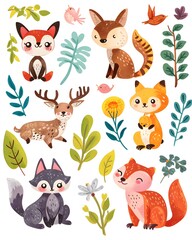 Naklejka premium clip art cute animals