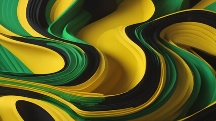 a 3d render curves of green ,yellow and darker ,banner design, poster, wallpaper,Generative ai,ai