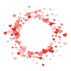 Red hearts scattered on white background.