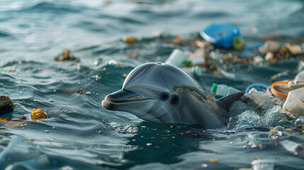 Obraz premium World Environment Day. Save the ocean from plastic pollution. Climate change, an environmental problem.