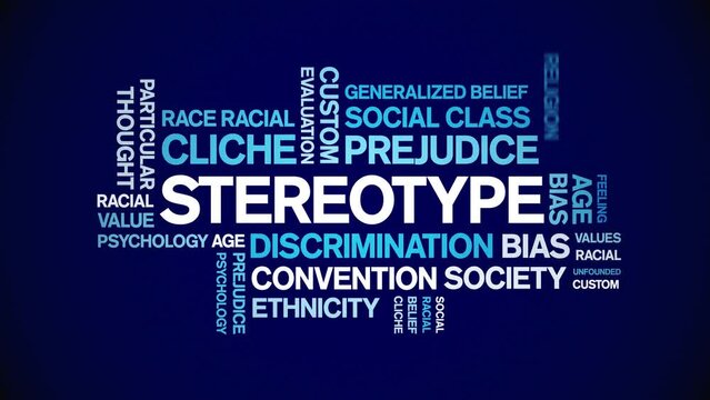 Stereotype animated tag word cloud;text design animation kinetic typography seamless loop.