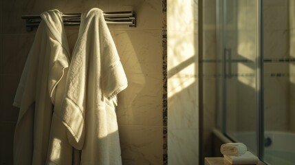 Obraz na płótnie Canvas Towel and robe in the bathroom