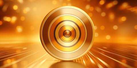 A golden target, a target with room for text and advertising. - obrazy, fototapety, plakaty