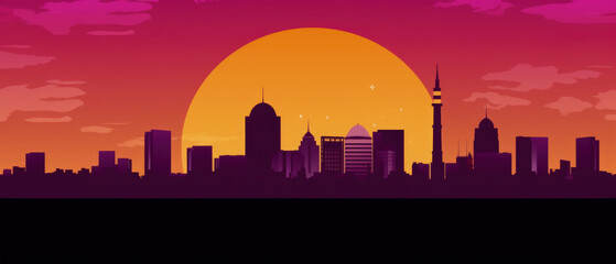Nigeria Famous Landmarks Skyline Silhouette Style, Colorful, Cityscape, Travel and Tourist Attraction