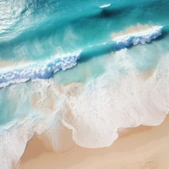 Rolgordijnen Explore the tranquil shores and expansive waters in this aerial view of a serene beach and ocean. AI generative. © น้ำฝน สามารถ