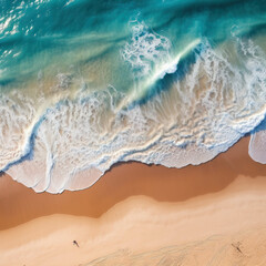 Experience the breathtaking beauty of a serene beach and expansive ocean from an aerial perspective. AI generative.