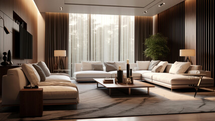 luxury modern living room with sofa and tv in hotel