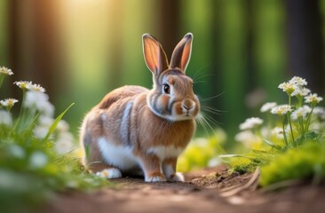 white rabbit on the grass