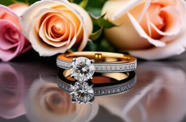 wedding rings and roses