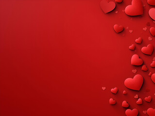 Red background with hearts for Valentine's Day