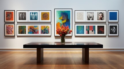 A gallery wall adorned with a collection of fine art