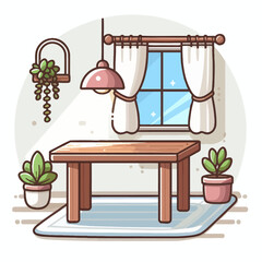 Vector Illustration of Studying Room