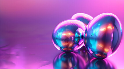 3d illustration of abstract metallic easter eggs composition, digital art works. 3D rendering. - Powered by Adobe