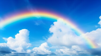 A vibrant rainbow arching across the sky