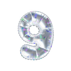 3D polka dot pattern transparent helium balloon number 9