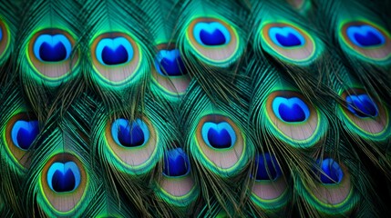 Obraz premium A border of vibrant peacock feathers